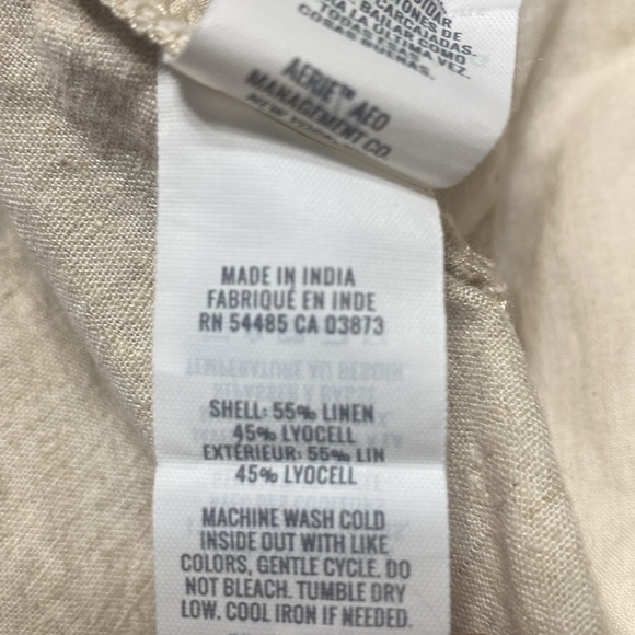 Aerie AEO tan Flowy linen shorts with frayed hemline size medium - Picture 5 of 5